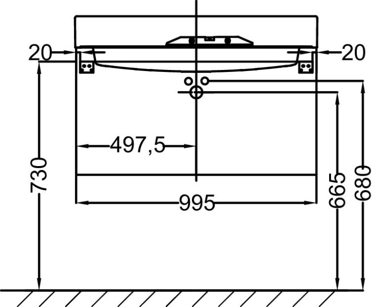 Мебель для раковины-столешницы 100 см, 2 выдвижных ящика Jacob Delafon RYTHMIK EB1304-E70