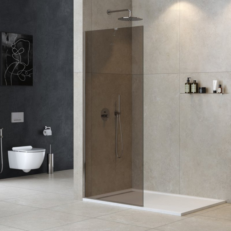 Душевая перегородка универсальная с односторонним входом, стекло прозрачное, профиль чёрный Cezares LIBERTA-L-1-TB-130-C-NERO