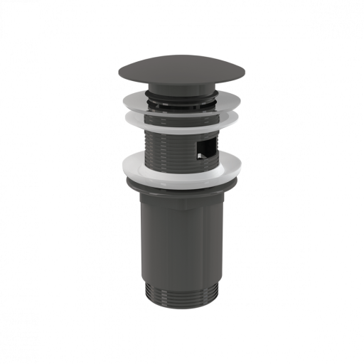 Донный клапан сифона для умывальника CLICK/CLACK 5/4&quot;, цельнометаллический с переливом и большой заглушкой, GUN METAL-глянец Alcadrain A392-GM-P