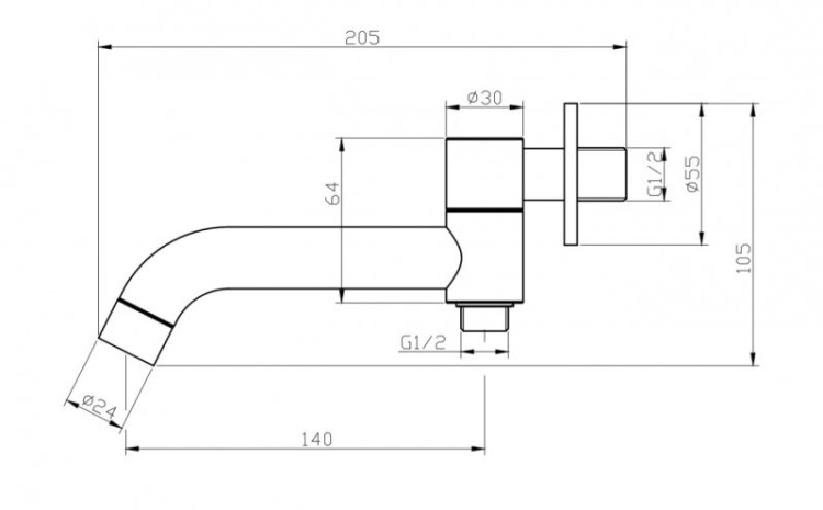 Излив для ванны с дивертором для душа Cezares ANCONA-BCA-CRM
