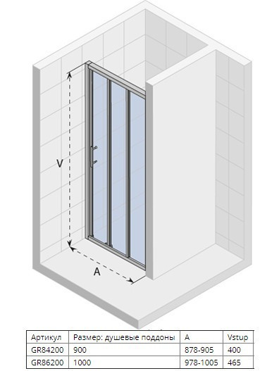 Душевая дверь в нишу Riho Hamar R114 100x195