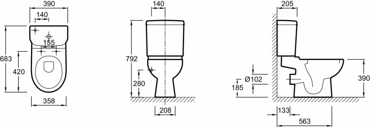 Унитаз с горизонтальным сливом Jacob Delafon KANDEL E1455-00