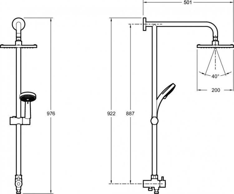 Душевая колонна с квадратным верхним душем 200 мм Jacob Delafon EO E45893-CP