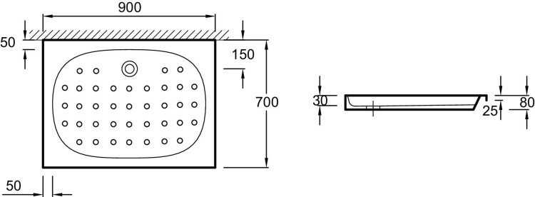 Встраиваемый плоский поддон 90 х 70 см Jacob Delafon FREELANCE E0197-00