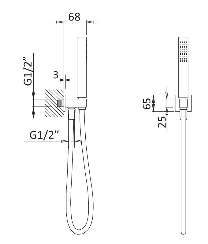 Ручной душ со штуцером-держателем Cezares PORTA-DEFM-BIO