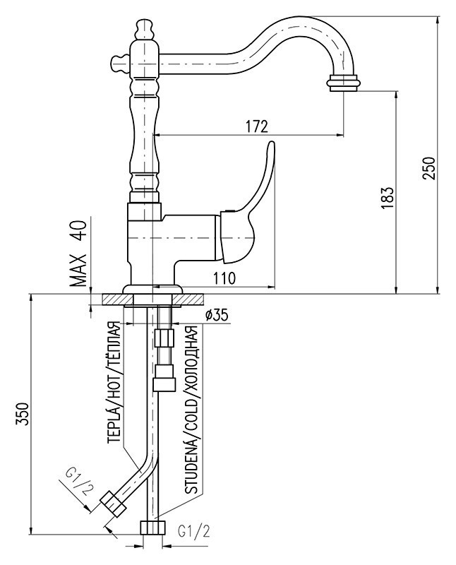 Смеситель для раковины Rav Slezak Labe L008.5/8