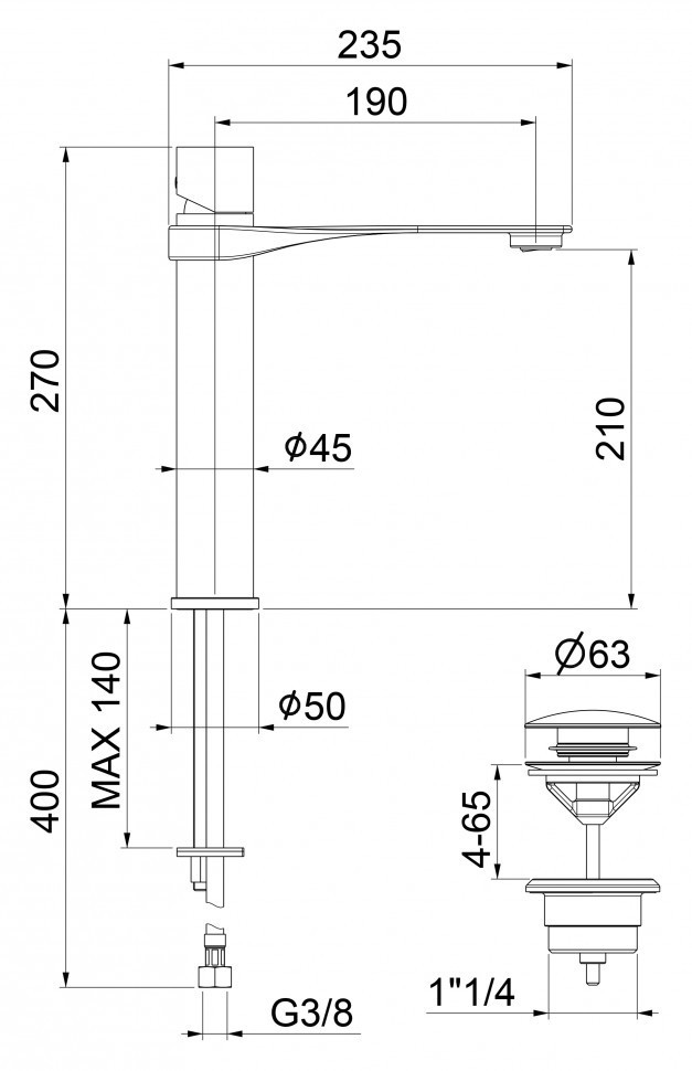 Смеситель для раковины Webert One-B NB830401