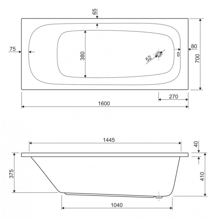 Акриловая ванна Cezares ECO-120-70-40-W37