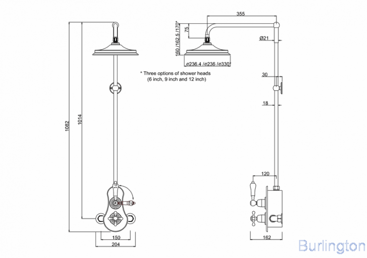Душевая стойка c внешним термостатом BSF1S c душевой насадкой 9''
