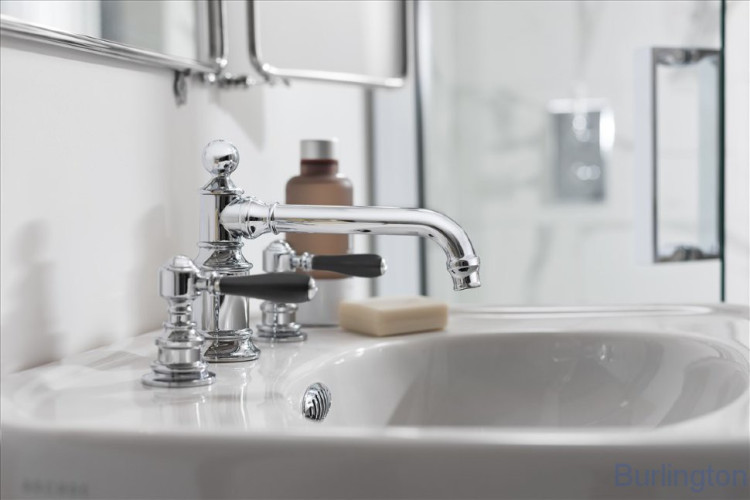 Смеситель для раковины, 3 отв, ручки - леверы чёрные хром [ARC15 CHR + ARC66 CHR]