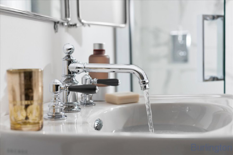 Смеситель для раковины, 3 отв, ручки - леверы чёрные хром [ARC15 CHR + ARC66 CHR]