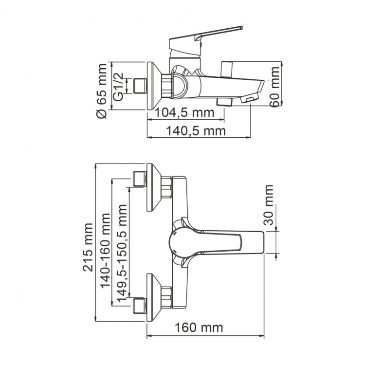 WasserKRAFT Rhin 4401 Смеситель для ваннкороткиизливом