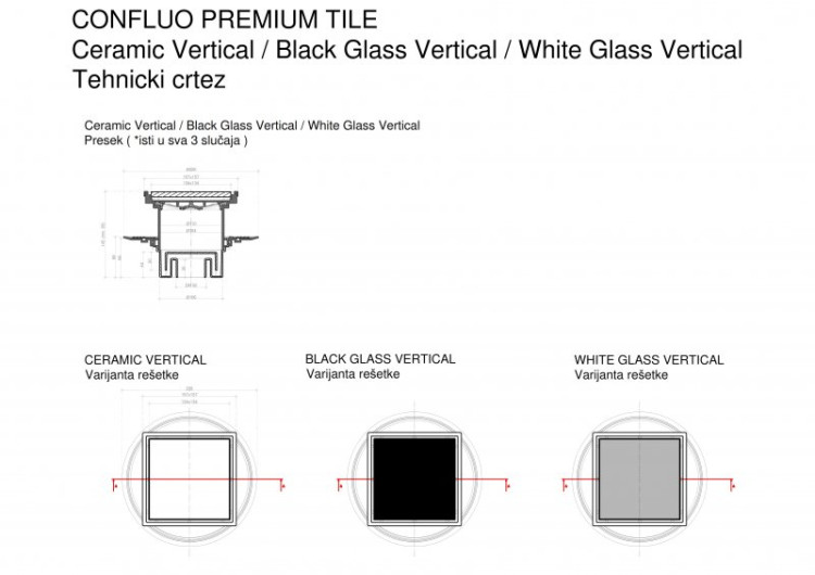 Точечный трап 150х150 мм Confluo Standard Black Glass 1, чёрное стекло, с рамкой PESTAN 13000089