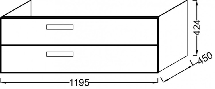 Мебель для раковины-столешницы 120 см, 2 выдвижных ящика Jacob Delafon RYTHMIK EB1305-E70