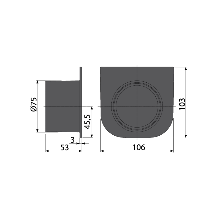 Заглушка торцевая с возможностью подключения притока воды DN75 Alcadrain AVZ-P004