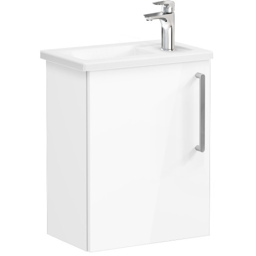 Модуль Root 45 см с квадратной раковиной, левосторонний, глянцевый белый