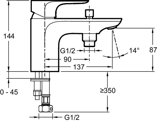 Моноблочный однорычажный смеситель для ванны/душа Jacob Delafon ALEO E72284-CP