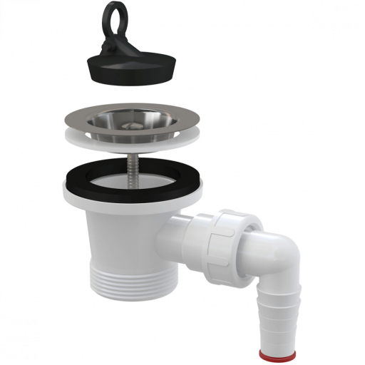 Донный клапан сифона для мойки 6/4&quot; с нержавеющей peшeткой DN70 и штуцером Alcadrain A33P