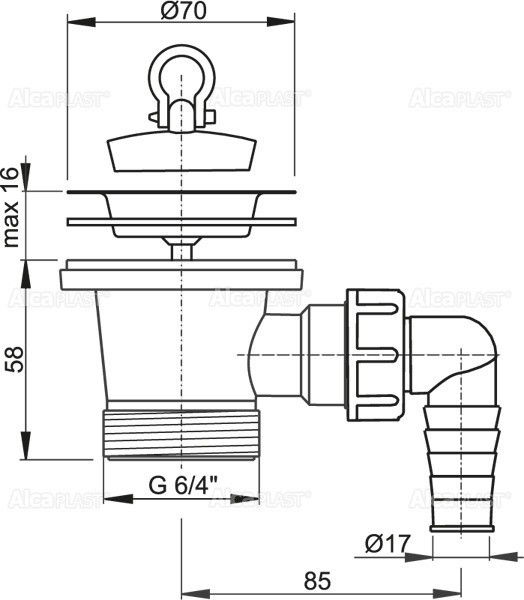 Донный клапан сифона для мойки 6/4