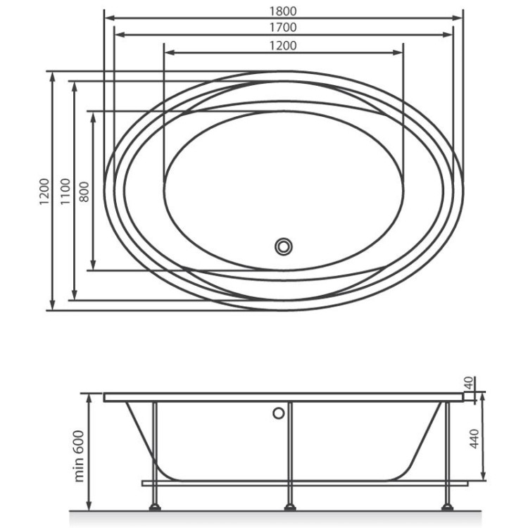 Акриловая ванна Vayer Opal 180x120