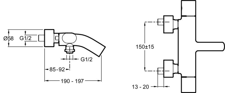 Настенный смеситель для ванны/душа Jacob Delafon TALAN E10105RU-CP