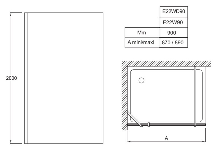 Душевая перегородка Jacob Delafon Contra Walk In 90x200
