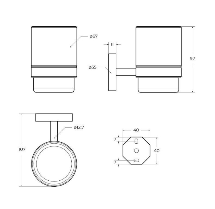 Стакан подвесной, стекло Cezares RELAX-TUMS-GM