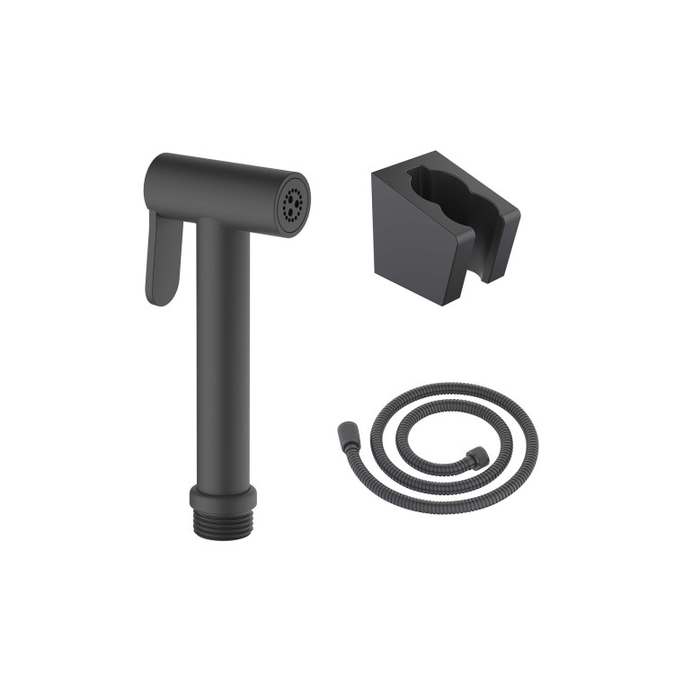 Гигиенический ручной душ со шлангом 120 см и держателем Aquatek, матовый черный AQ2054MB