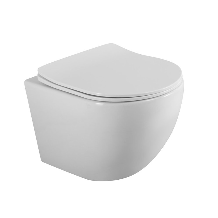 Унитаз подвесной безободковый с сиденьем в комплекте Cezares BB7306CHR/SC