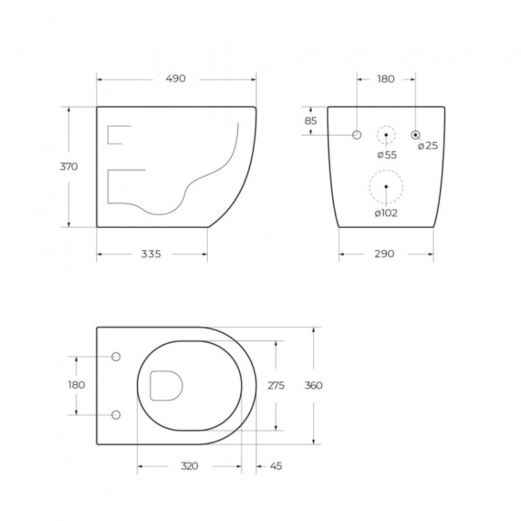 Унитаз подвесной безободковый с сиденьем в комплекте Cezares BB7306CHR/SC