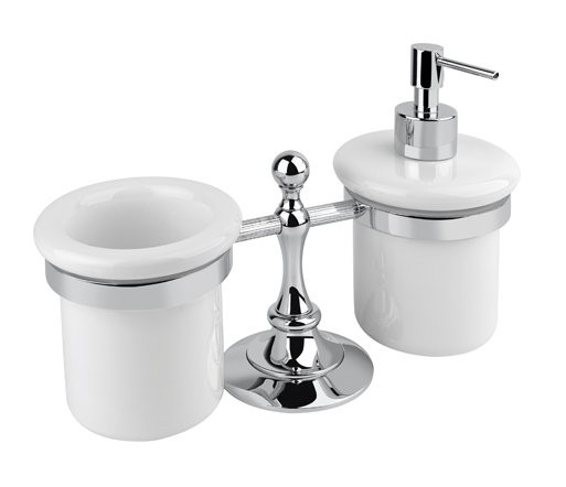 Держатель стакана и дозатора для жидкого мыла настольные Cezares OLIMP-TDT-03/24-Sw