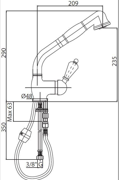Смеситель для кухни Cezares VINTAGE-LLDM-01-Sw