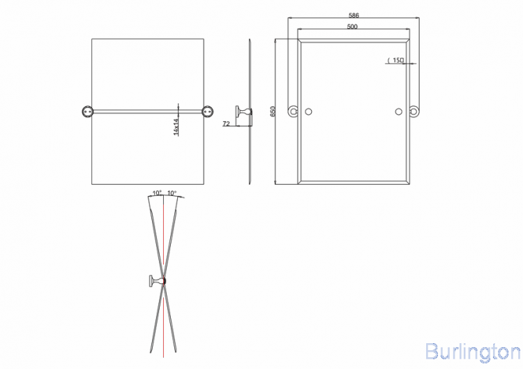 Зеркало прямоугольное, с наклоном [A59 CHR]