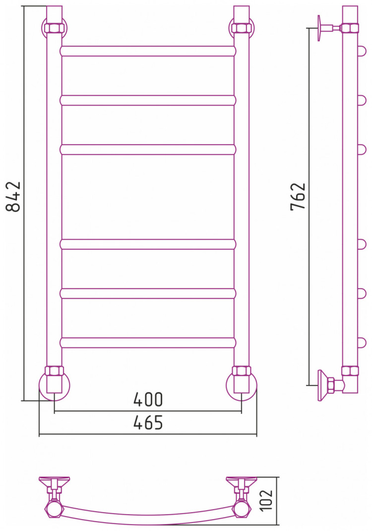 Полотенцесушитель водяной Стилье Аксиома-20 800х400 Без покрытия