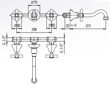 Встраиваемый смеситель для раковины Cezares GOLF-BLS1-02