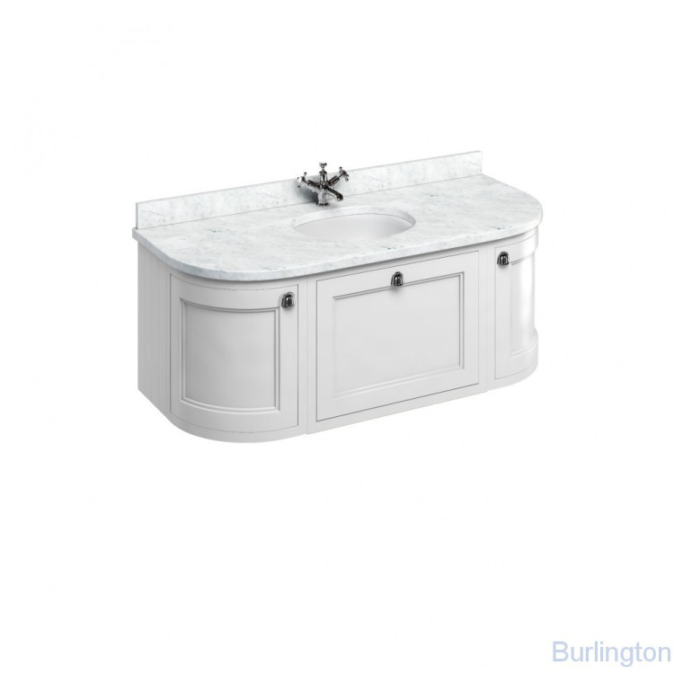 Тумба со столешницей 134 см, подвесная, цвет белый [FW4W + BC13]