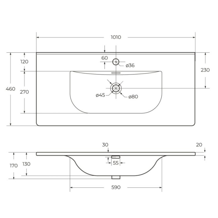 Керамическая раковина 1010x460x175 BelBagno LOV-1000-LVB