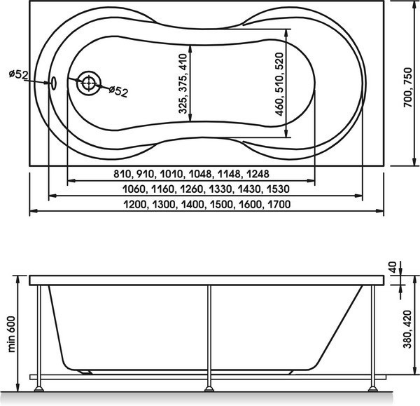 Акриловая ванна Relisan Lada 170x75
