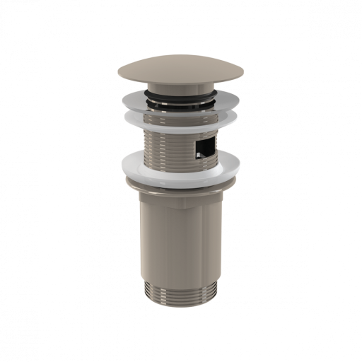 Донный клапан сифона для умывальника CLICK/CLACK 5/4&quot;, цельнометаллический с переливом и большой заглушкой, NICKEL-глянец Alcadrain A392-N-P