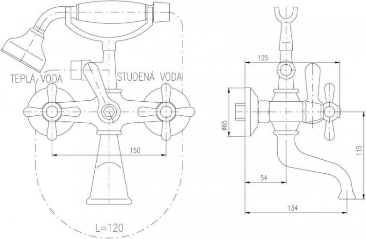 Душевая система Rav Slezak Morava retro MK359.5/3