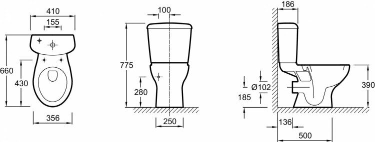 Унитаз с горизонтальным выпуском Jacob Delafon MIDEO 15541G-00