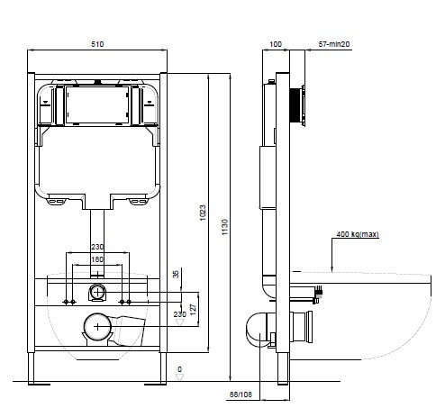 Инсталляция для подвесного унитаза Aquatek Standart 51 INS-0000001, 130*510*100 мм