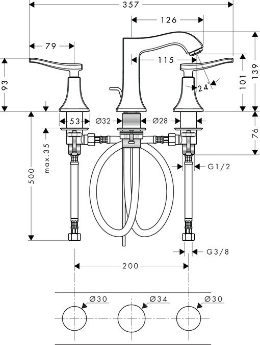 Смеситель для раковины Hansgrohe Metris Classic 31073000