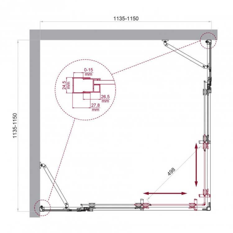 Душевой уголок BELBAGNO LUCE-A-22 Cezares LUCE-A-22-90+20-C-Cr
