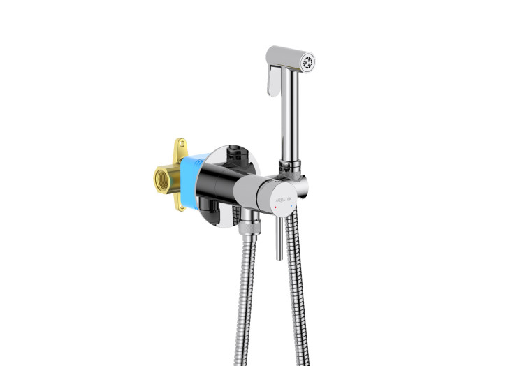 Комплект для гигиенического душа встроенный (смеситель + гигиеническая лейка + шланг) Aquatek AQ1021CR ЕВРОПА