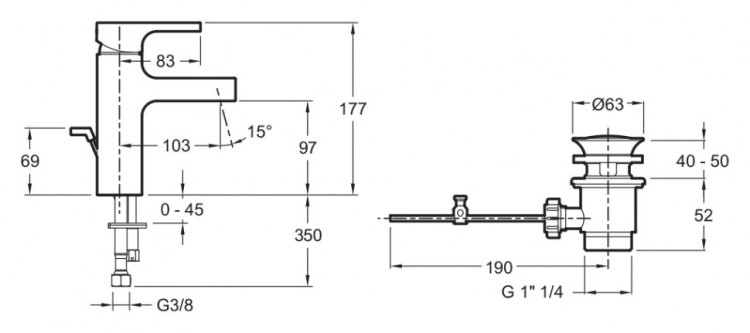 Смеситель для раковины Jacob Delafon Strayt E37327-CP