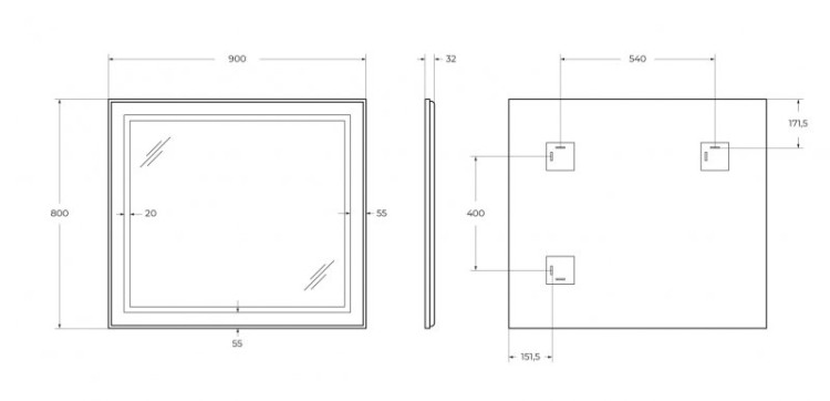 Зеркало в алюминиевой раме со встроенным светильником и сенсорным выключателем по периметру рамы BelBagno SPC-KRAFT-600-800-SENS-NERO
