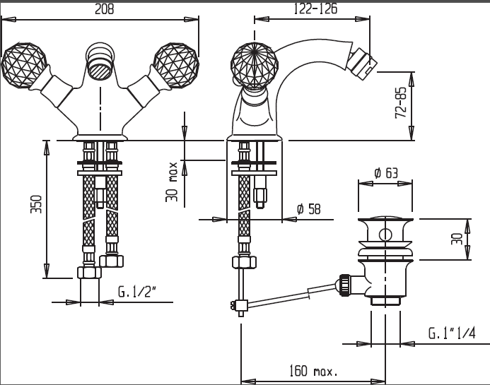 Смеситель для биде ATLANTIS-BS1 Cezares ATLANTIS-BS1-01-Sw/M