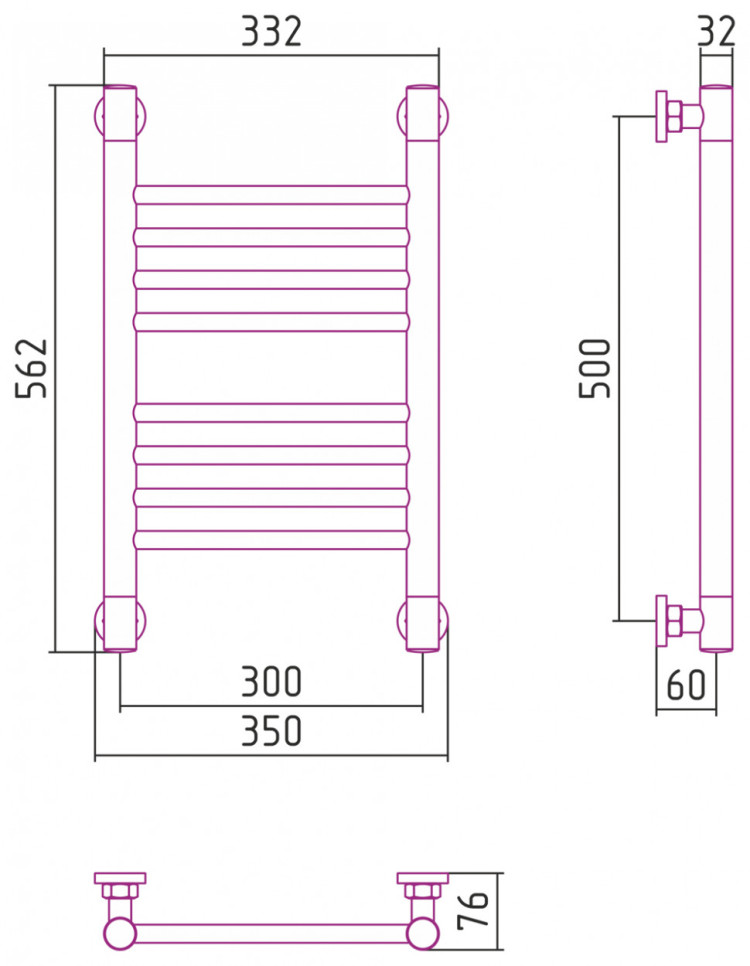 Полотенцесушитель водяной Сунержа Богема+ прямая 500х300 Сатин