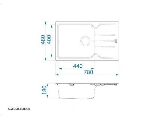 Мойка ALVEUS GRANITAL RECORD 40 G55 BEIGE  780 x 480 x 180  в комплекте с сифоном 1130548